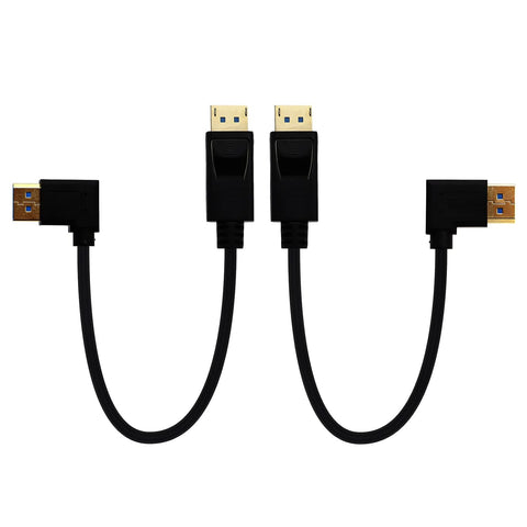 AWADUO Standard Ultra HD DisplayPort 1.4 Cable, 8K@60Hz Big Displayport 90 Degree Male to Big Displayport Male Right/Left Gold-Plated Cord Compatible with Computer(0.3M/0.98ft)