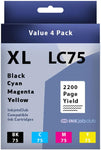 INKjetsclub Brother LC75 High Yield Ink Cartridge Ink Cartridge Replacement 4 Pack Value Pack. Includes 1 Black, 1 Cyan, 1 Magenta and 1 Yellow Compatible Ink Cartridges