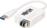 Tripp Lite Ethernet Adapter, USB 3.0 Multimode Fiber Optic Transceiver, 10/100/1000 Mbps, 1310nm, 550m, LC, White (U336-MMF-1G-LC)