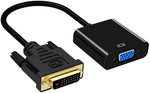 QIANRENON DVI-D to VGA Adapter Dual Link 24+1 Male to VGA Female Video Extension Cable Adapter 1080p for Connecting DVI-D Systems to VGA Monitors Black 9.8in?25cm?