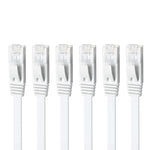 Yauhody CAT 6 Ethernet Cable 15ft 6-Pack White, High Speed Solid Flat CAT6 Gigabit Internet Network LAN Patch Cords, Bare Copper Snagless RJ45 Connector for Modem, Router, Computer (15ft 6Pack, White)