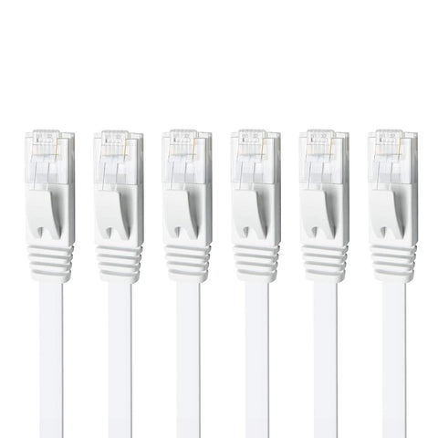 Yauhody CAT 6 Ethernet Cable 15ft 6-Pack White, High Speed Solid Flat CAT6 Gigabit Internet Network LAN Patch Cords, Bare Copper Snagless RJ45 Connector for Modem, Router, Computer (15ft 6Pack, White)