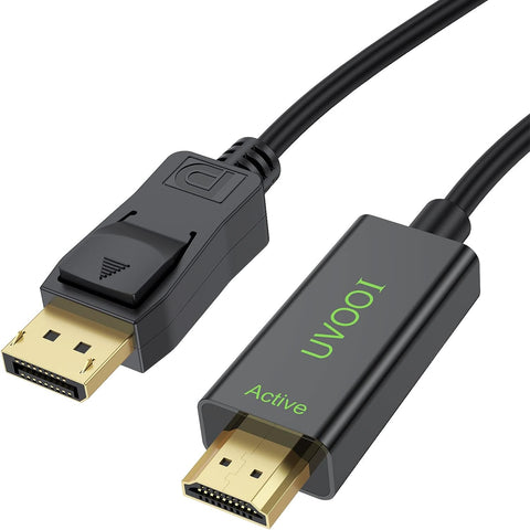 UVOOI Active DisplayPort to HDMI 2.0 Cable Adapter 10Feet, Display Port (DP) to HDMI Cord for 4K@60hz 2K@144Hz Cable Supporting Multi-Display Eyefinity Technology