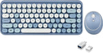 Perixx PERIDUO-713BL Wireless Mini Keyboard and Mouse Combo - Retro Round Key Caps - Pastel Blue - US English Layout (11909)