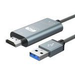 USB to HDMI Cable 6ft, USB 3.0 to HDMI Cable Adapter Male HD 1080P Monitor Suuport Audio Video for Monitor TV/Computer Mac OS Windows 10/8/7/Vista/XP