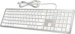 Aluminum Wired Keyboard with Numeric Keypad for Apple Mac/iMac Computer, Big-Size Keycap USB Keyboard,Available to MacBook Pro/Air Laptop-White………