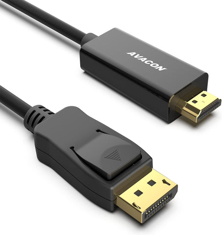 AVACON DisplayPort to HDMI 10 Feet Gold-Plated Cable, Display Port to HDMI Adapter Male to Male Black