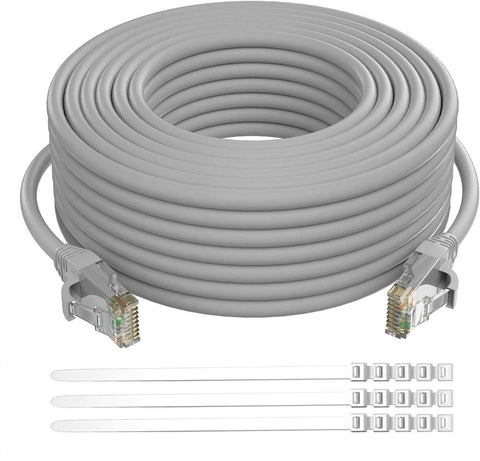 Adoreen Cat 6 Ethernet Cable 60 ft-Gray, High Speed Internet Cable (4 Colors for Selection) Support POE Gigabit Cat6 Cat 5e Cat 5 Cable Long Flexible Network Cable RJ45 Patch Cord+15 Ties