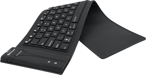 Meega Tech Foldable Silicone Keyboard Wireless Bluetooth Waterproof Rollup Keyboard for Notebook/PC/Laptop/iPad/iPhone,Black,X-Small