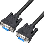 DTech DB9 RS232 Serial Cable Female to Female Null Modem Cord Full Handshaking 7 Wire Crossover for Data Communication (10 Feet, Black)