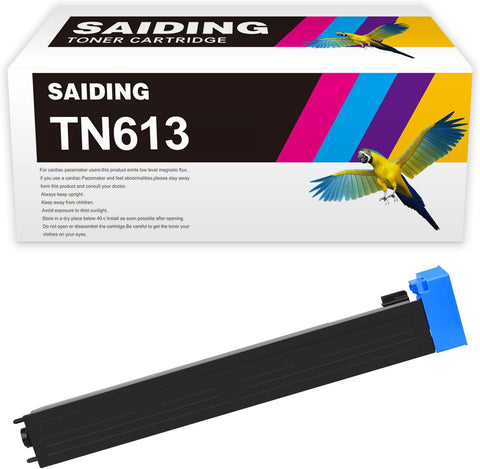 SAIDING Compatible Toner Cartridge Replacement for Konica TN613 TN613C TN-613 A0TM430 for Minolta Bizhub C552 C652 Printer (1 Cyan)