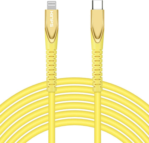 KINPS [MFI Certified 10ft USB C to Lightning Fast Charging Cable Compatible with iPhone 12/11/11Pro/11 Pro Max/XS MAX/X/XR, Supports Power Delivery(for Use with Type C Chargers), Yellow