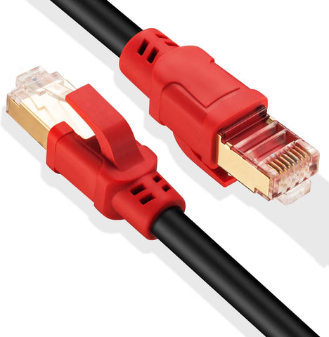 Hftywy Cat 8 Ethernet Cable 30 ft Outdoor&Indoor Ethernet Cable Cat 8 Network Patch Cable 40Gbps 2000Mhz SSTP LAN Wires Cat 8 Ethernet High Speed Internet Cable Cord for Router, Modem