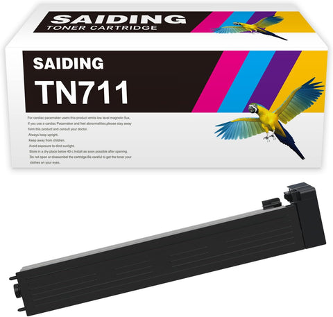 SAIDING Compatible Toner Cartridge Replacement for Black TN711 TN711k TN 711 A3VU130 to use with Konica Minolta Bizhub C654 C654E C754 C754E High Yield 47200 (1 Black)