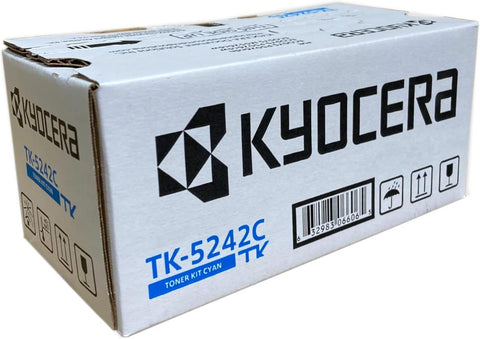 Kyocera Genuine TK-5242C Cyan Toner Cartridge for ECOSYS P5026cdw and M5526cdw Model Laser Printers (1T02R7CUSV)