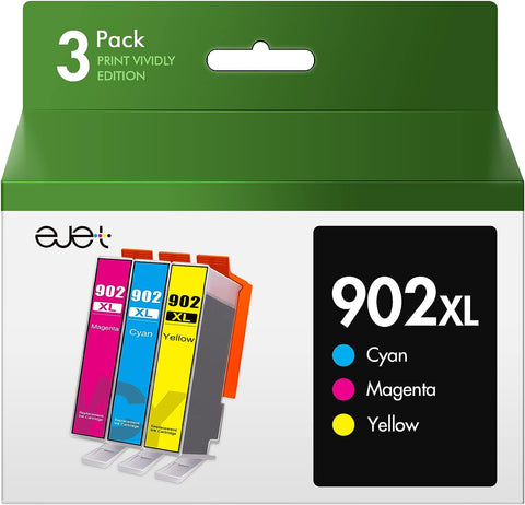 902XL Ink Cartridges Replacements for HP Ink 902 902XL Color Combo Pack Upgraded 902 Ink Cartridges for HP Printers Officejet Pro 6968 6978 6962 6958 6954 6960 Printers(3 Pack, Cyan, Magenta, Yellow)