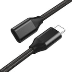 EMATETEK Braided Extender Cable Male to Female Pass Audio Video Picture Data and Power Charge. 1PCS 3.3Feet Extension Cord Connector Made of Black Aluminum & Braided.