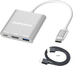 DAPOKJD USB C to HDMI Adapter, Thunderbolt 3 to HDMI Converter (HDMI 4K@30Hz USB3.0 PD100W Input) USB-C Docking Station,Type C Multiport Dongle Compatible for Ipad/MacBook Pro/Air/Switch (Silver 1)