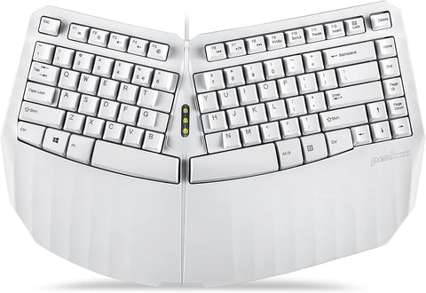 Perixx PERIBOARD-413W US, Wired Ergonomic Compact Split USB Keyboard - 15.75x10.83x2.17 inches TKL Design - White - US English (11810)