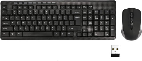 TALK WORKS Wireless Mouse and Keyboard Combo - Includes Bluetooth USB Insert Plug - Universal Compatibility with Windows and Mac - Portable for Home & Office Work Station, Black/Grey