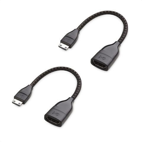 Cable Matters 2-Pack 8K / 4K 120Hz Mini HDMI to HDMI Adapter (Mini HDMI Adapter) in Black, 6 Inches with HDR Support for Raspberry Pi Zero and More