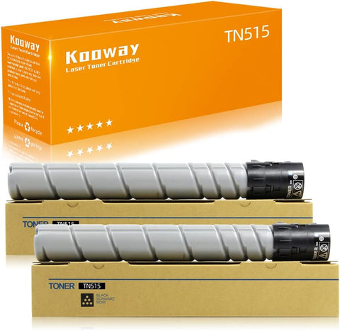 kooway Compatible TN515 TN-515 Black Toner Cartridge Replacement for Konica Minolta Bizhub 458/558 / 24000 Pages (tn515 Black 2 Pack)