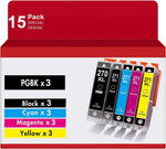 270 Ink Cartridges, Aoou 15 Pack Compatible PGI-270XL PGI-270 XL PGI 270 XL CLI-271XL CLI-271 XL Ink Cartridge for Canon PIXMA MX922 MG7720 TS8020 TS9020 Printe (3 Bk 3 PBK 3 C 3 M 3 Y) 15 Pack