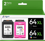 InkSpirit 64XL Ink Cartridge Combo Pack High Yield 64 Black Color Replacement for HP Ink 64 XL for Envy Photo 7858 7855 7155 6255 6252 7120 6232 7158 7164 Tango X Printer(1 Black, 1 Tri-Color)