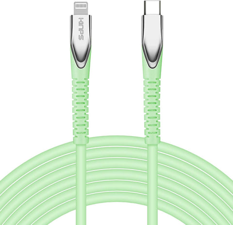 KINPS [MFI Certified 6ft USB C to Lightning Fast Charging Cable Compatible with iPhone 12/11/11Pro/11 Pro Max/XS MAX/X/XR, Supports Power Delivery(for Use with Type C Chargers), Green