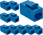 Beszin Cat.5E RJ45 Inline Coupler with Keystone Latch, Female-Female (10-Pack, Blue)