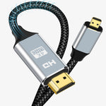 4K Micro HDMI to HDMI Cable, Ultra High Speed 18Gbps Micro HDMI to HDMI Nylon Braided Cord Support 4k 60Hz HDR 3D ARC Compatible with Sony A6300 Camera, Lenovo Yoga, Sport Camera and More (10Feet)