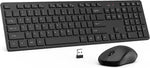 Wireless Keyboard and Mouse, Keyboard and Mouse Wireless Quiet Full Size Ergonomic Keyboard Mouse Comb with Number Pad for Computer,Laptop, Desktop, PC by Deeliva (Black)