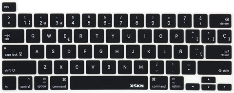 XSKN Spanish Language Black Silicone Keyboard Cover Skin for 2019 New MacBook Pro 16 inch A2141 and 2020 New MacBook Pro 13.3 inch A2338 M1/A2251/A2289 with Touch Bar & Touch ID US Version