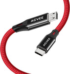 AGVEE 2 Pack 6ft USB-C OTG to Micro USB Cable, Braided Charger Data Sync Cord Charging Wire Adapter for Samsung Galaxy S7 S6, J7, J3, LG, PS4, Kindle, PS4 Xbox Controller, Android Phone, Red