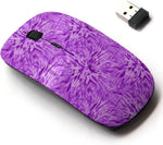 2.4G Wireless Mouse with Cute Pattern Design for All Laptops and Desktops with Nano Receiver - Tiedye Purple Color