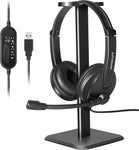 Kithouse USB Headset Headphone with Microphone for Computer Laptop PC, Wired Call Center Office Work Headset with Microphone Noise Cancelling + Headset Headphone Stand Holder