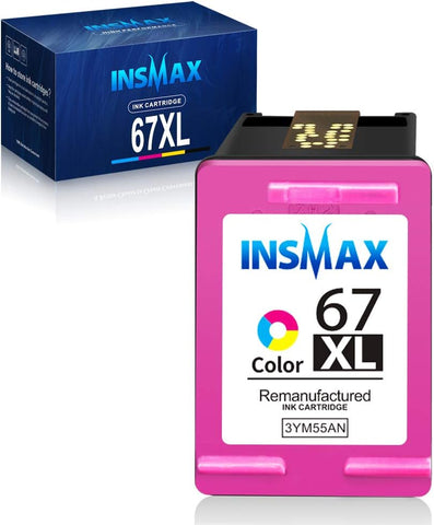 INSMAX 67XL Compatible Ink Cartridges Replacement for HP 67 67XL Ink Cartridge Used for HP DeskJet 2755 1255 2732 2752 Envy Pro 6455 6452 6458 DeskJet Plus 4140 4152 Printer (1 Tri-Color)