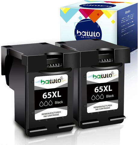 65 Ink Cartridges Black Combo Pack Ink Cartridge Replacement for HP 65 Black Ink Cartridge for DeskJet 3755 2655 3700 3720 3730 3735 2622 2624 2652 Envy 5055 5052 5058 for HP Ink 65(2Black)