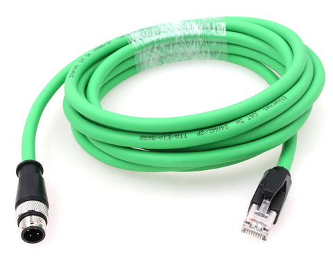 ZBLZGP M12 4 Position D Coded to RJ45 Shielded Ethernet Network Cord Cat5e Waterproof Cable (3M)