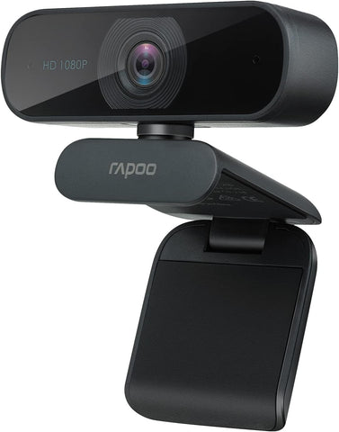 Rapoo 1080P Web Camera, HD Webcam with Microphone, USB Computer Camera, Built-in Dual Noise Reduction Mics, 95-Degree Wide Angle, Plug and Play, for Zoom/Skype/Teams, Conferencing and Video Calls