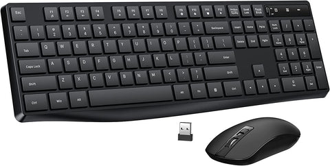 Wireless Keyboard and Mouse Combo, Lovaky 2.4G Full-Sized Ergonomic Keyboard Mouse, 3 DPI Adjustable Cordless USB Keyboard and Mouse, Quiet Click for Computer/Laptop/Windows/Mac