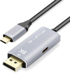 YIWENTEC USB C to DisplayPort 1.4 8K Cable with USB-C PD 8K@60Hz 4K@144Hz Converter Thunderbolt 3 to DisplayPort Adapter 3M