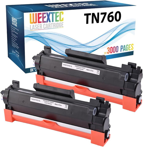 TN760 Compatible Toner Cartridge Replacement for Brother TN-760 TN-730 Black 6000 Pages for DCP-L2550DW HLL2395DW MFCL2710DW MFC-L2750DW?2 Pack?