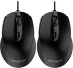 YUMQUA G222 Silent Computer Mouse Wired 2 Pack, Home & Office Optical USB Mouse, 800/1200 DPI Corded Mouse for Laptop Desktop Computer PC Chromebook