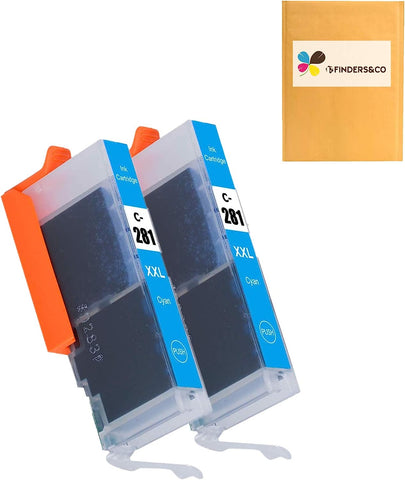 F FINDERS&CO CLI-281 Cyan Ink Tank Replacement for Canon CLI-281XXL 281XXL 281 Cyan Work with Canon PIXMA TS6320 TR7520 TS8120 TS8320 TR8520 TS9120 (2X CLI-281XXL C)