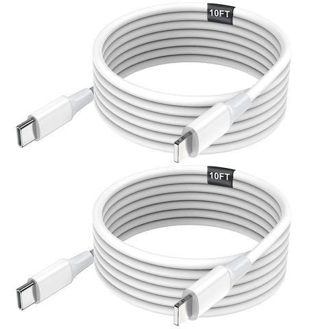 iPhone USB C to Lightning Cable 2Pack 10FT [Apple MFi Certified] Extra Long iPhone Fast Charger Cable Type C Charger Cord for iPhone 14/13 Pro Max/13 pro/13/12/11/iPad Pro/X/XS/XR/8/8 Plus/SE and More