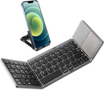 Samsers Multi-Device Foldable Bluetooth Keyboard with Touchpad Rechargeable Dual-Mode(2.4G+BTx2) Wireless Keyboard with Holder, Portable Ultra Slim Folding Keyboard for Android Windows iOS Mac OS