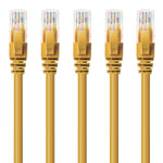 GESS Technologies Cat 6 Ethernet Cable 5 Pack Yellow 10ft 10Gbps High Speed Performance Snagless Network LAN UTP 550MHZ Patch Cord Internet RJ45 Internet Cable - 10 Feet