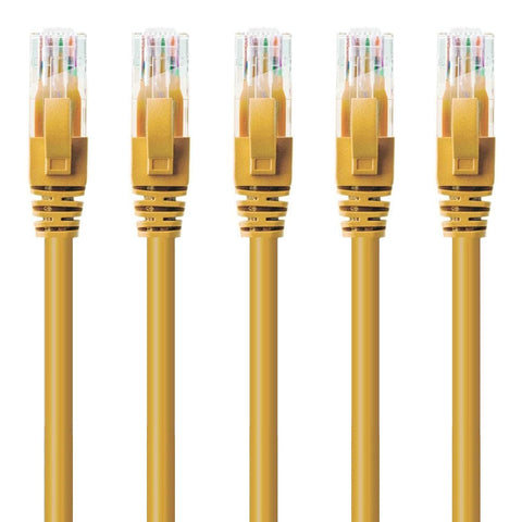 GESS Technologies Cat 6 Ethernet Cable 5 Pack Yellow 10ft 10Gbps High Speed Performance Snagless Network LAN UTP 550MHZ Patch Cord Internet RJ45 Internet Cable - 10 Feet