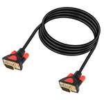 QIANRENON VGA Cable VGA to VGA HD15 Monitor Cable HD Cable Gold Plated Connectors for PC Laptop TV Projector etc Black and Red 1.5M/5Ft